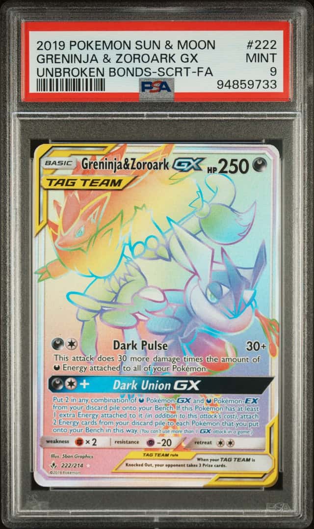 2019 Pokemon Sun and Moon Unbroken Bonds Greninja/Zoroark Gx #222