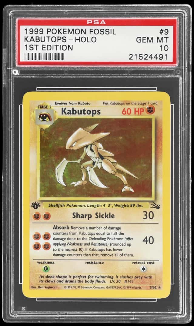 1999 Pokemon Fossil 1st Edition Holo Kabutops #9