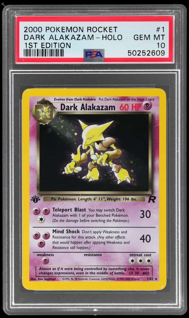 2000 Pokemon Team Rocket 1st Edition Holo Dark Alakazam #1