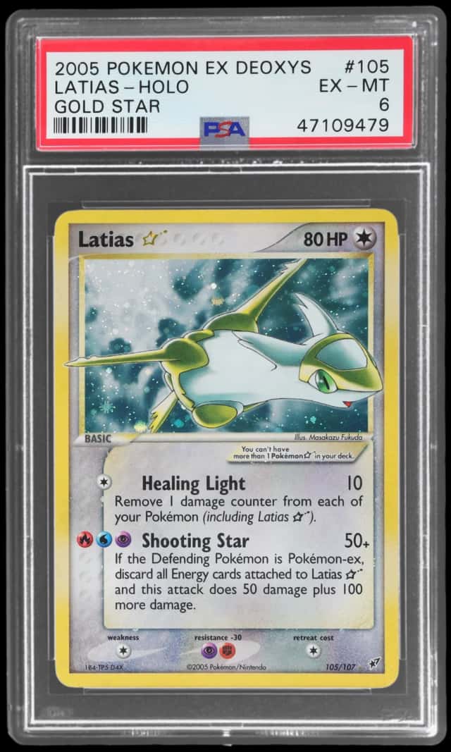 2005 Pokemon Ex Deoxys Gold Star Holo Latias #105