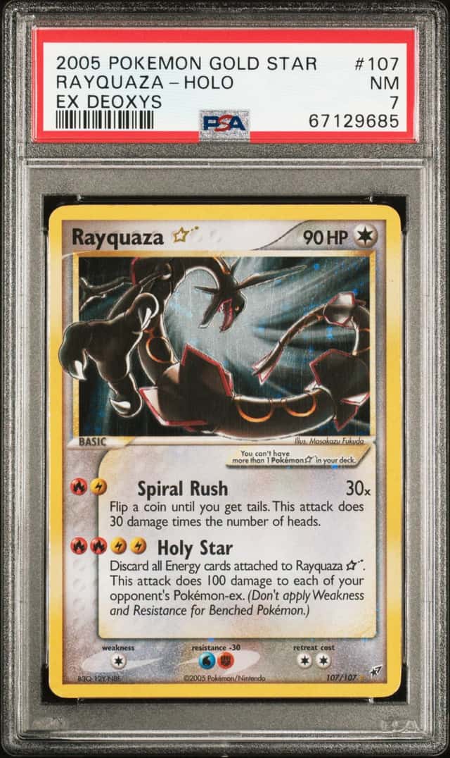 2005 Pokemon Ex Deoxys Holo Rayquaza Gold Star #107