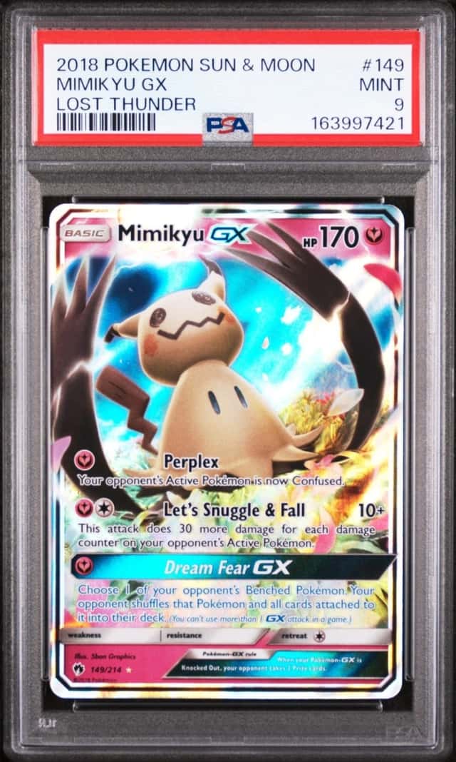 2018 POKEMON SUN & MOON LOST THUNDER #149 MIMIKYU GX PSA 9