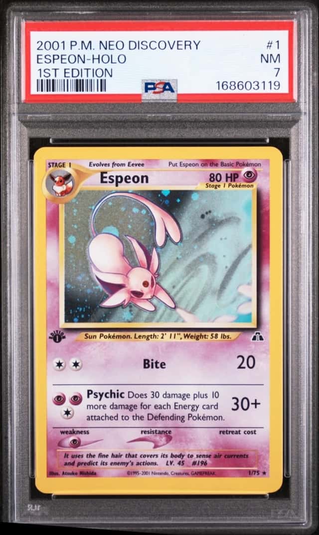 2001 POKEMON NEO DISCOVERY 1ST EDITION #1 ESPEON-HOLO PSA 7