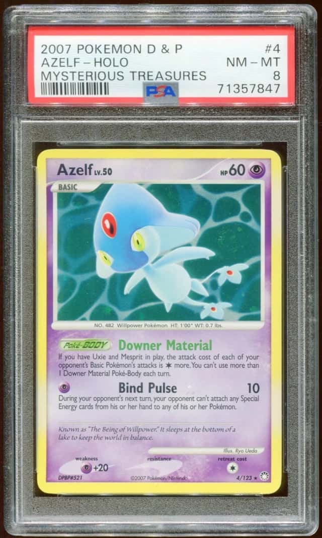 2007 POKEMON D & P MYSTERIOUS TREASURES AZELF #4/123 HOLO FOIL PSA 8 E10