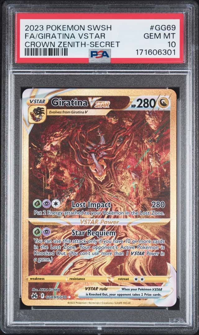 Pokemon TCG Giratina VSTAR GG69/GG70 Crown Zenith Secret Rare Holo 2023 PSA 10