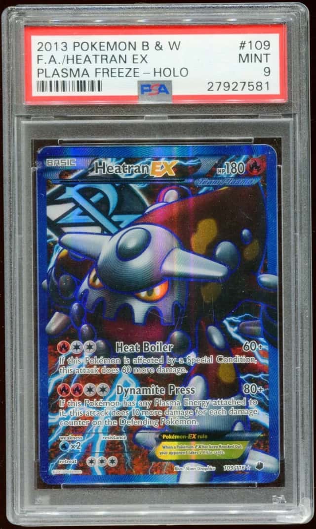 2013 POKEMON B&W PLASMA FREEZE HEATRAN EX #109/116 UR FULL ART HOLO PSA 9 MINT