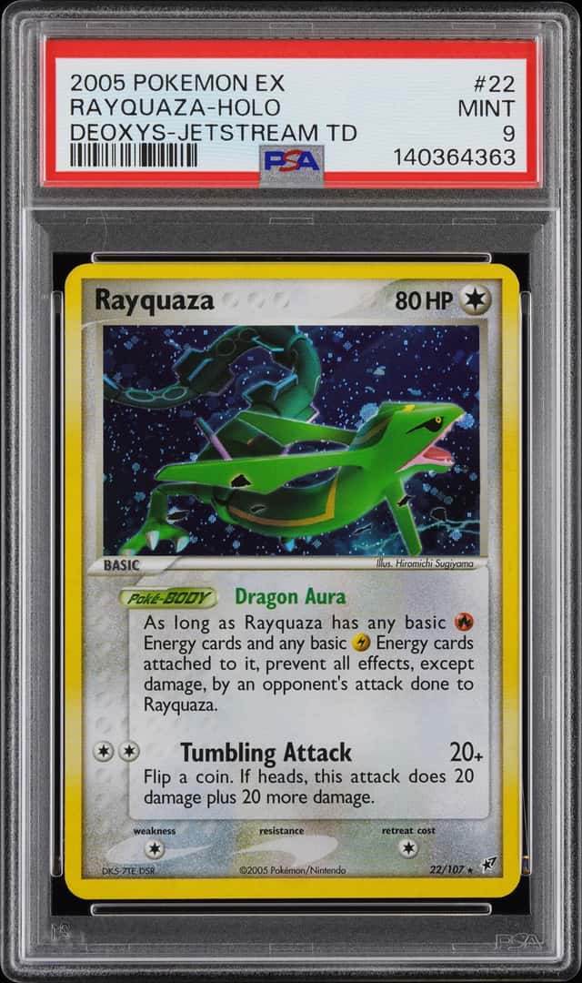 Pokemon PSA 9 Rayquaza Holo 2005 22/107 EX Deoxys Jetstream Theme Deck English