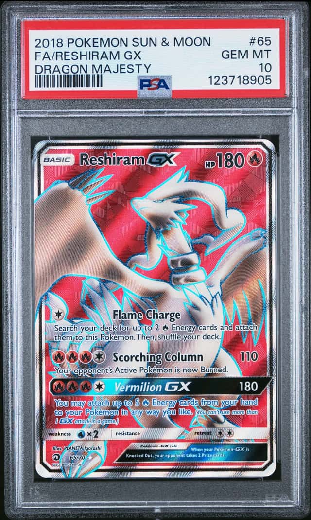 2018 Pokemon Sun & Moon: Dragon Majesty Reshiram GX #65/70 PSA 10