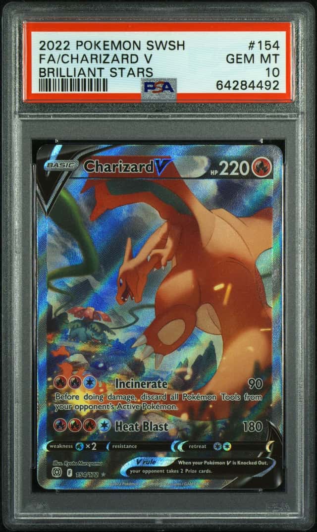 2022 Pokemon SWSH Brilliant Stars #154 FA Charizard V PSA 10 GEM MINT