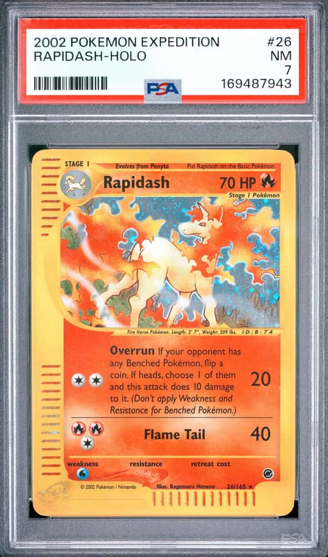 Rapidash Expedition Holo 26/165 2002 Pokémon E Reader Holo Swirl! Psa 7 New Cert
