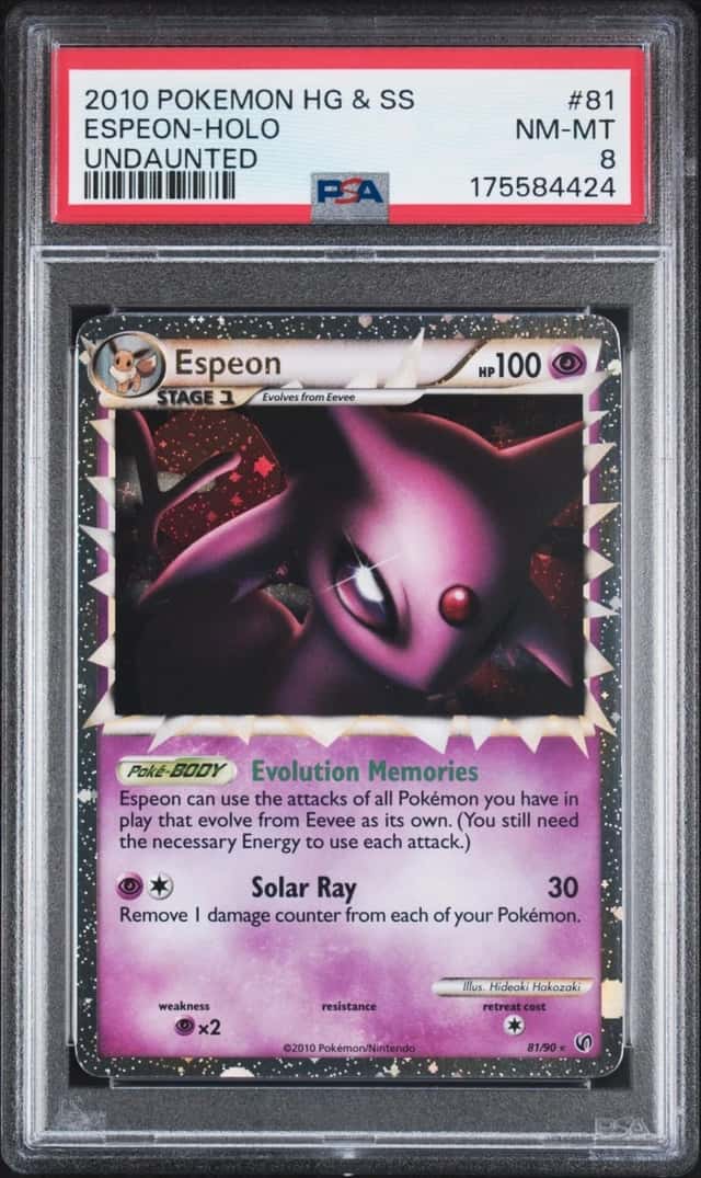 2010 POKEMON HEARTGOLD & SOULSILVER UNDAUNTED #81 ESPEON-HOLO PSA 8