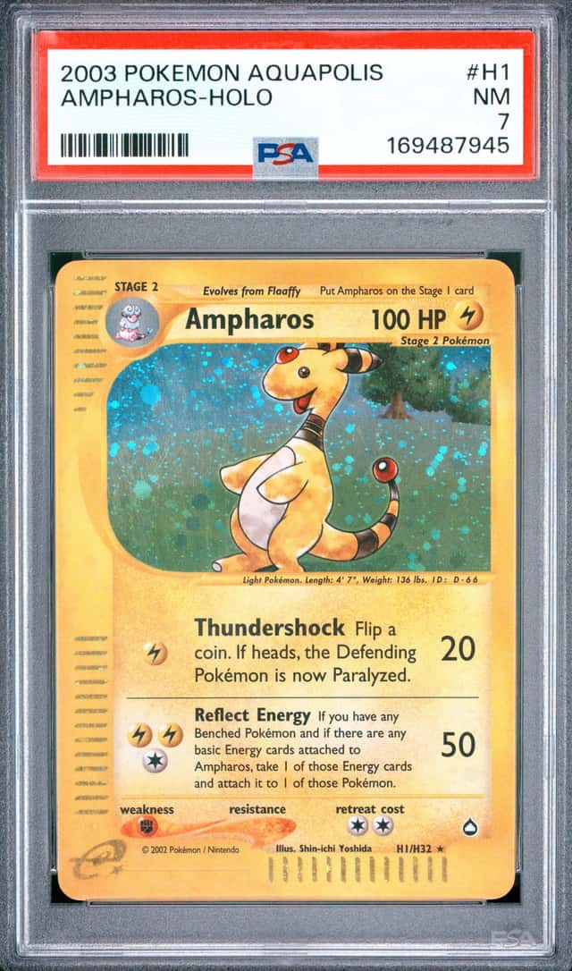 2003 Pokemon Aquapolis Ampharos #H1/H32 Holo E Reader Holo PSA 7 Nm New Cert