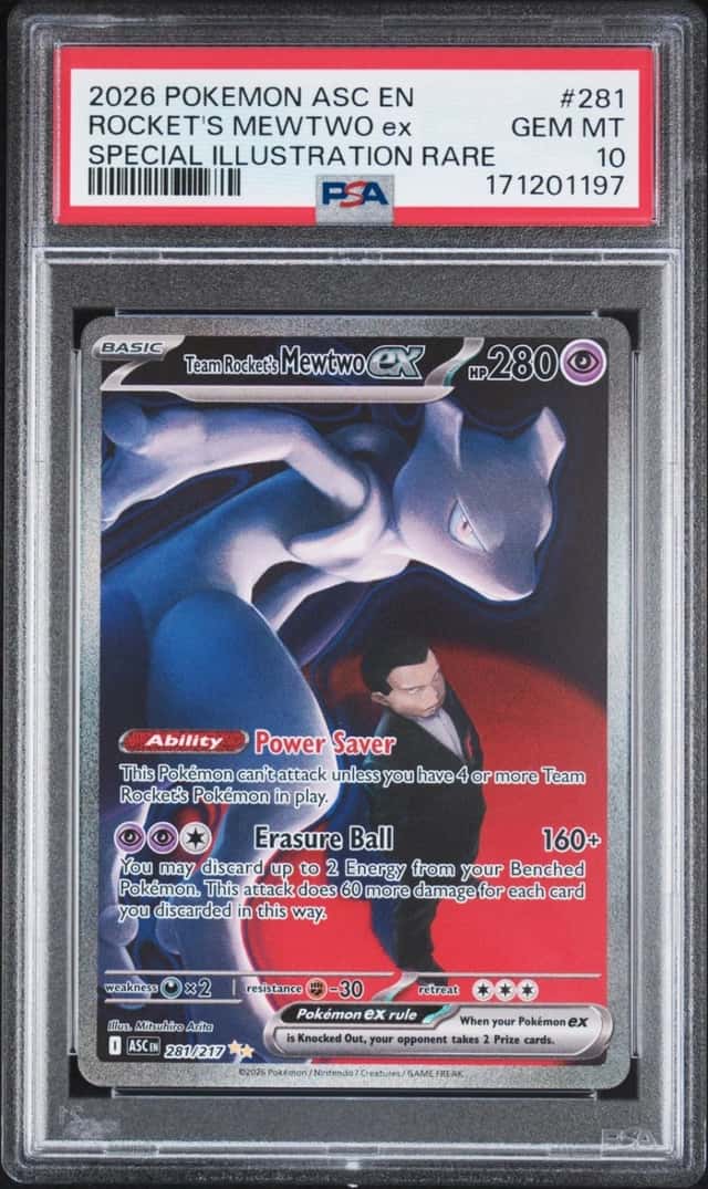 2026 POKEMON ASC EN-ASCENDED HEROES #281 TEAM ROCKET'S MEWTWO EX PSA 10
