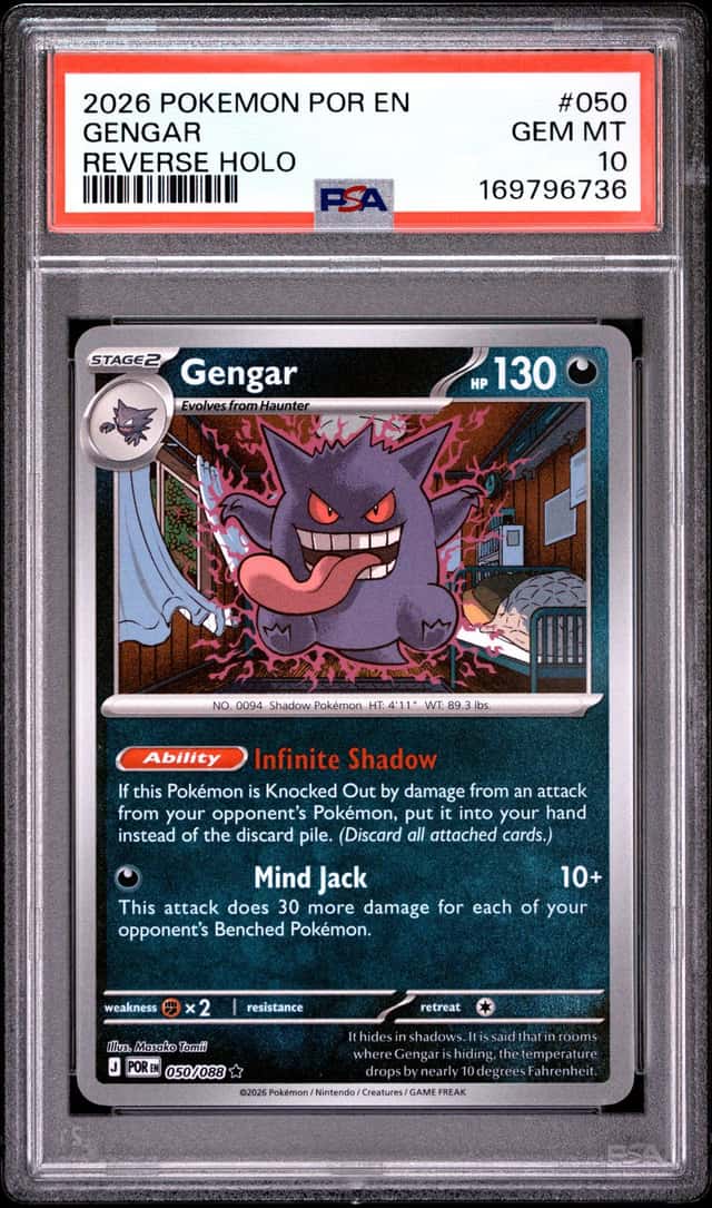 2026 POKEMON POR EN-PERFECT ORDER REVERSE HOLO #050 GENGAR PSA 10