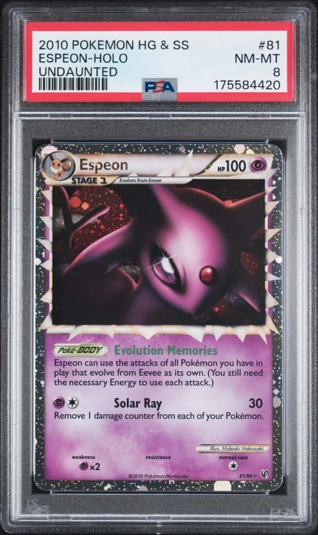 2010 POKEMON HEARTGOLD & SOULSILVER UNDAUNTED #81 ESPEON-HOLO PSA 8