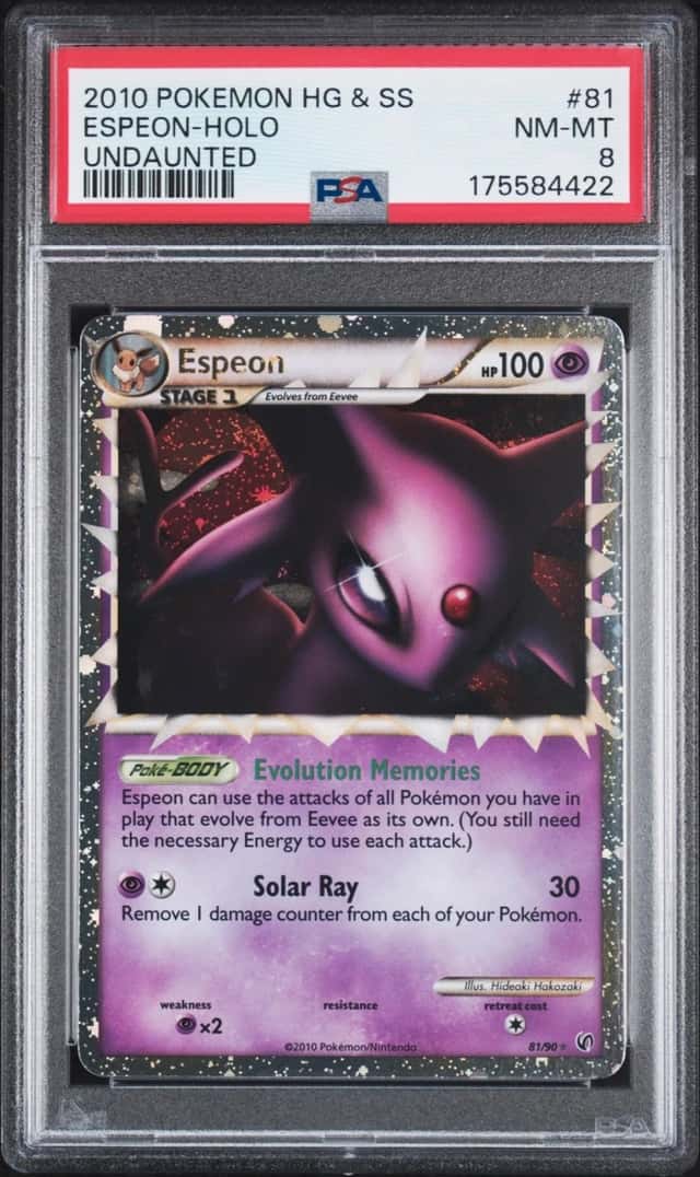 2010 POKEMON HEARTGOLD & SOULSILVER UNDAUNTED #81 ESPEON-HOLO PSA 8