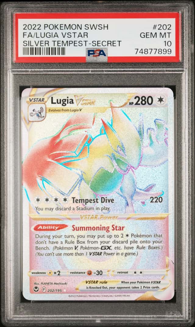 2022 Pokemon SWSH Silver Tempest Lugia VSTAR Secret Rare #202/195 PSA 10