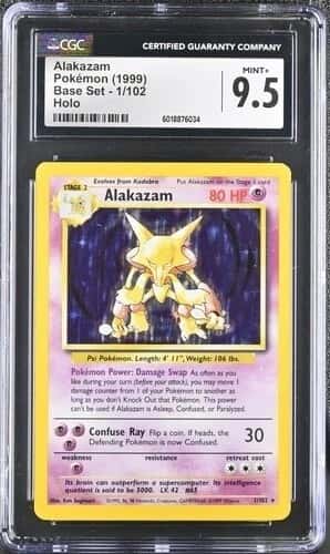 1999 Pokemon TCG Base Set Alakazam Holo 1/102 CGC 9.5 Mint+