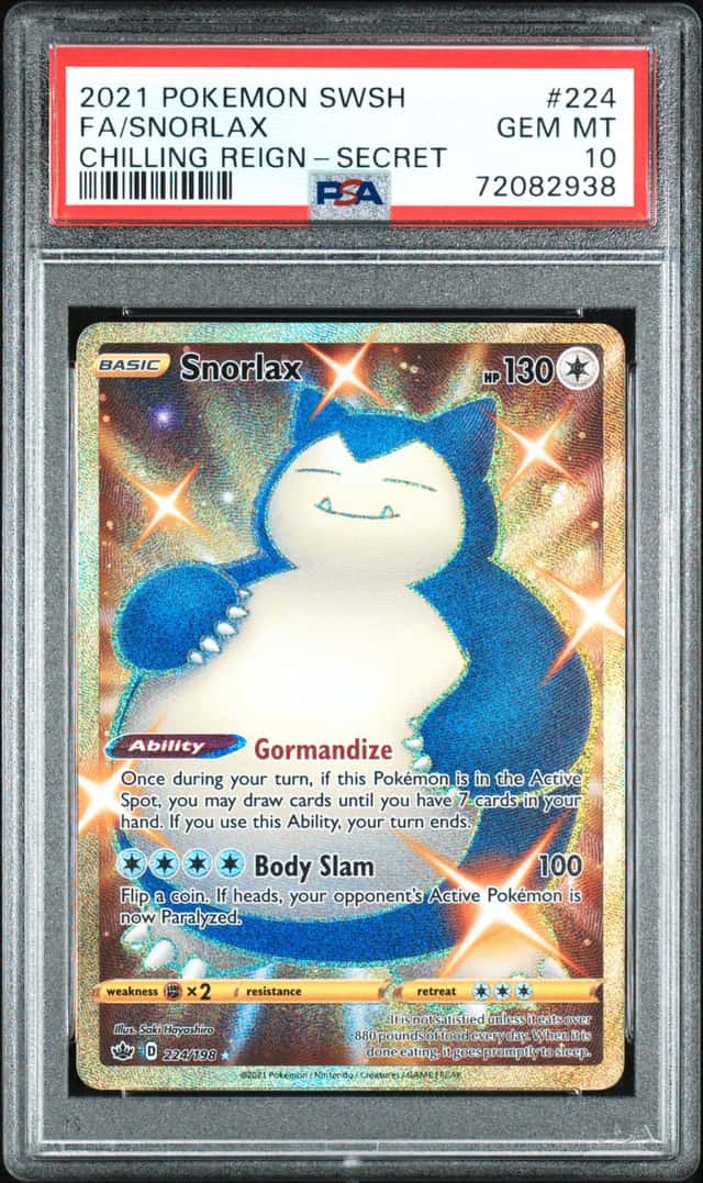 PSA 10 Pokemon TCG 2021 Chilling Reign Snorlax 224/198 Secret Rare Holo EN