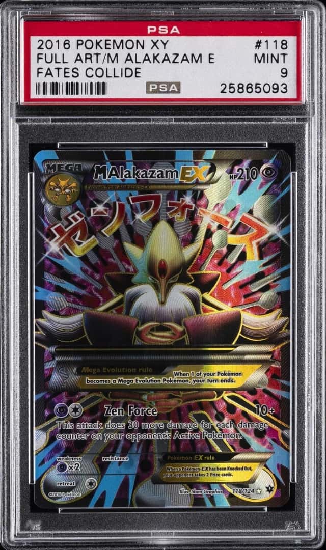 2016 POKEMON XY FATES COLLIDE #118 FULL ART/M ALAKAZAM EX PSA 9