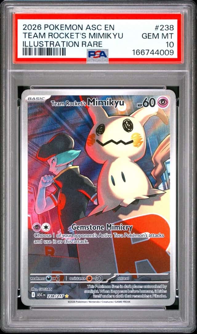 2026 POKEMON ASCENDED HEROES ILLUSTRATION RARE TEAM ROCKET'S MIMIKYU PSA 10
