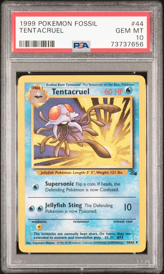 1999 POKEMON FOSSIL #44 TENTACRUEL PSA 10