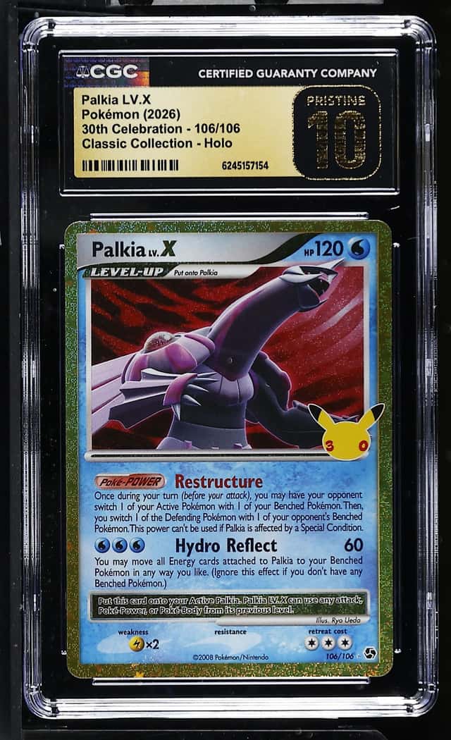 CGC Pristine 10 Palkia LV.X 106/106 30th Celebration Classic Collection Holo