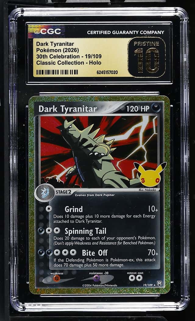 CGC Pristine 10 Dark Tyranitar 19/109 30th Celebration Classic Collection Holo