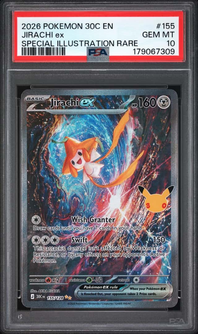 2026 Pokemon 30th Celebration Jirachi ex 155/128 SIR PSA 10 Gem Mint