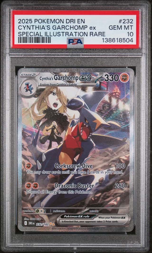 CYNTHIAS GARCHOMP EX 2025 POKEMON DESTINED RIVALS 232/182 SIR PSA 10 Q3963-7