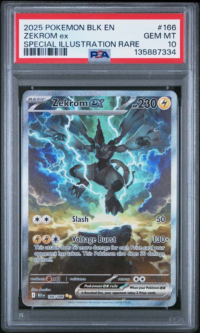 ZEKROM EX 2025 POKEMON BLACK BOLT 166/086 SIR PSA 10 Q3963-7