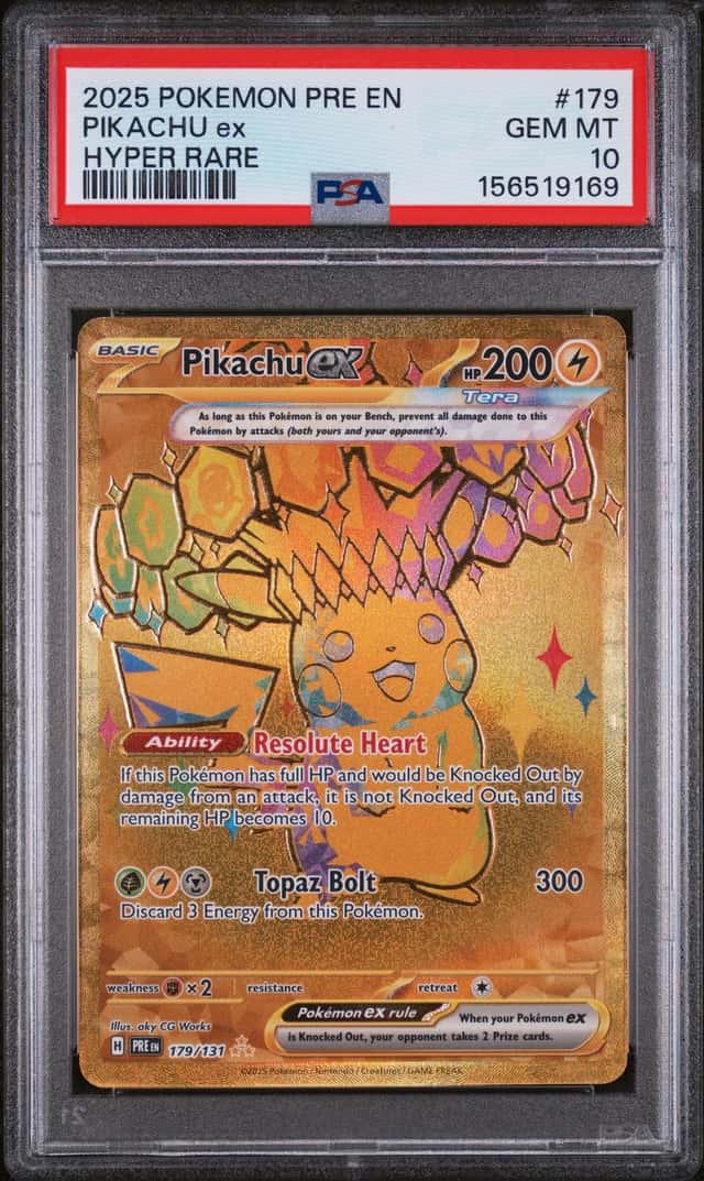 PIKACHU EX 2025 POKEMON PRISMATIC EVOLUTIONS 179/131 HYPER RARE PSA 10 Q3963-7