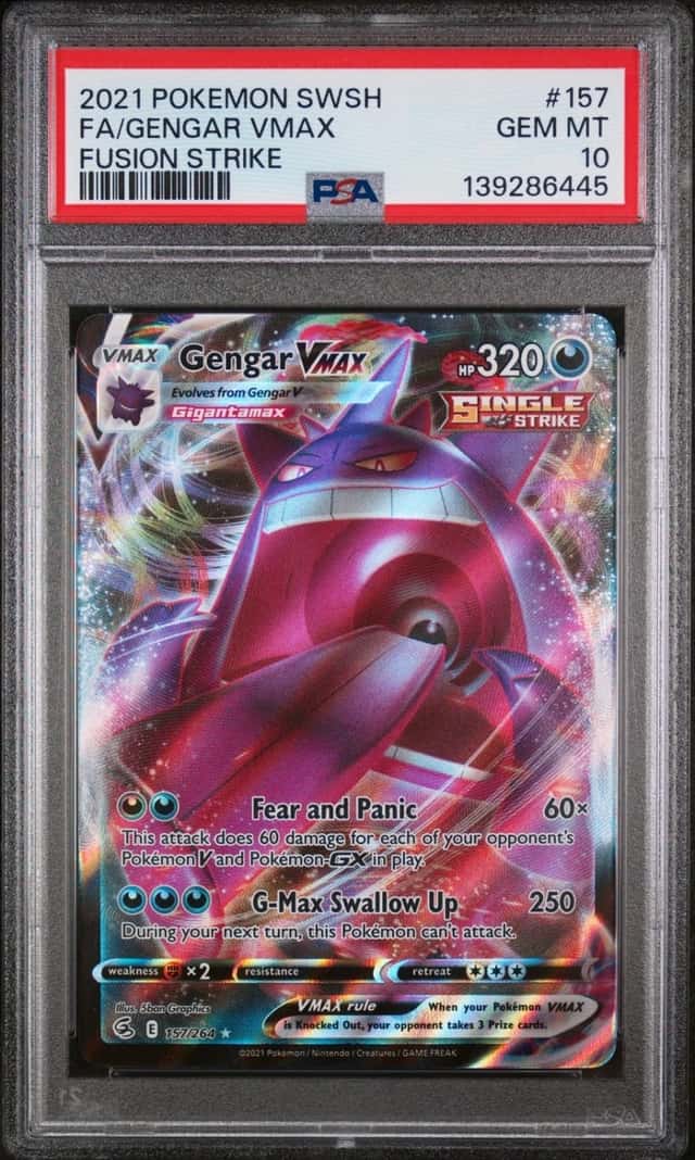 2021 POKEMON SWORD & SHIELD FUSION STRIKE #157 FULL ART/GENGAR VMAX PSA 10