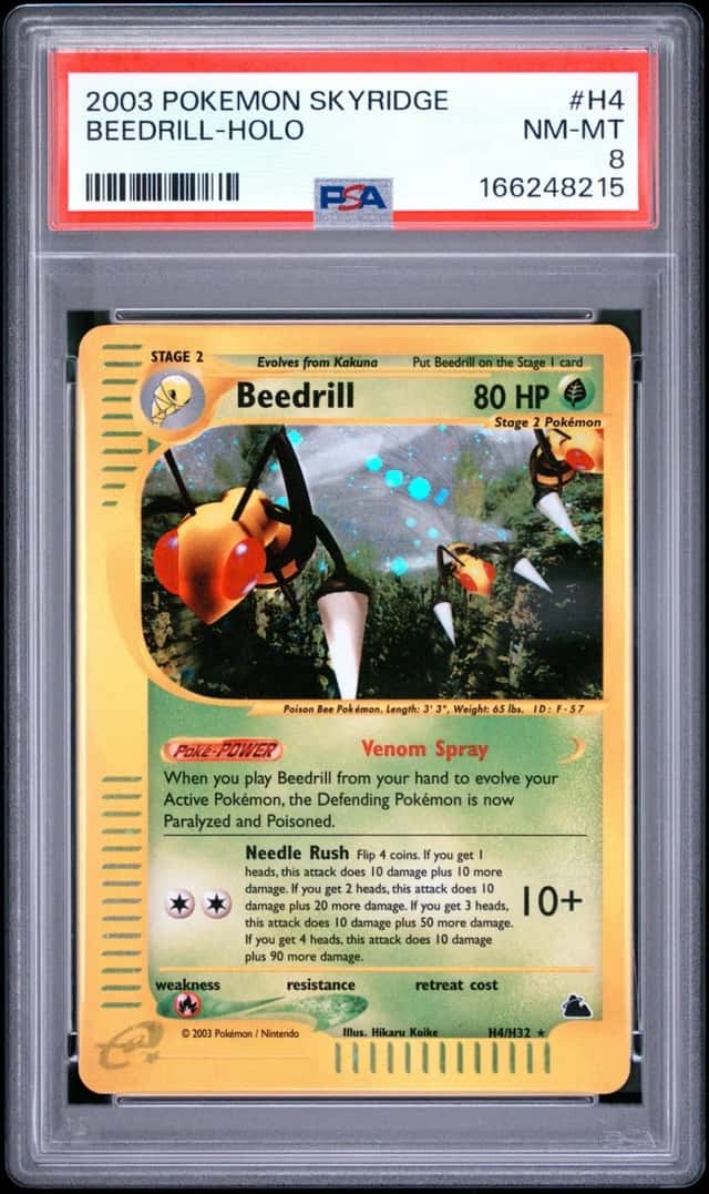 2003 POKEMON SKYRIDGE #H4 BEEDRILL-HOLO PSA 8