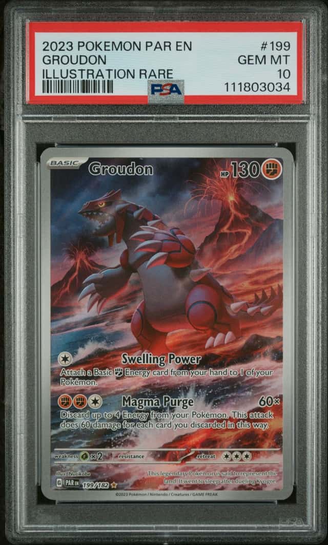 GROUDON 2023 POKEMON PARADOX RIFT 199/182 ILLUSTRATION RARE PSA 10 Q3963-7