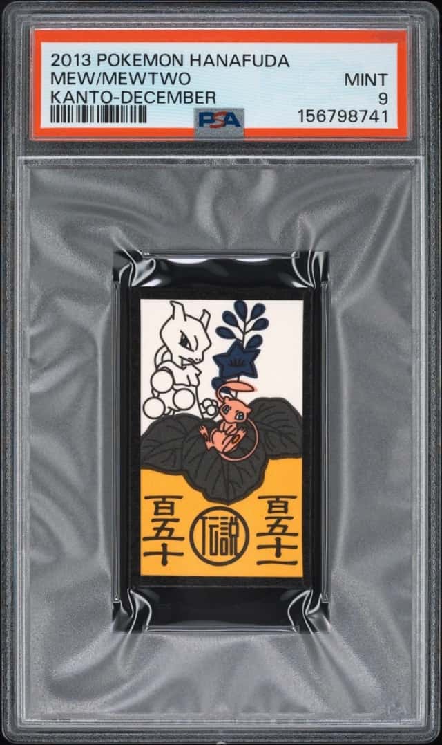 2013 POKEMON HANAFUDA KANTO DECEMBER MEW/MEWTWO PSA 9