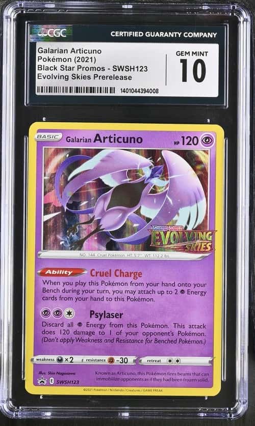 2021 Pokemon BSP Evolving Skies Prerelease Galarian Articuno CGC 10