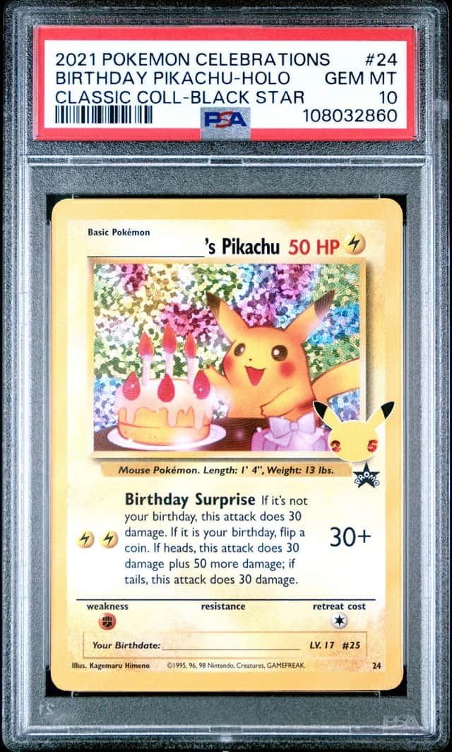 BIRTHDAY PIKACHU 2021 POKEMON CELEBRATIONS CLASSIC COLL #24 BSP PSA 10 Q3963-7