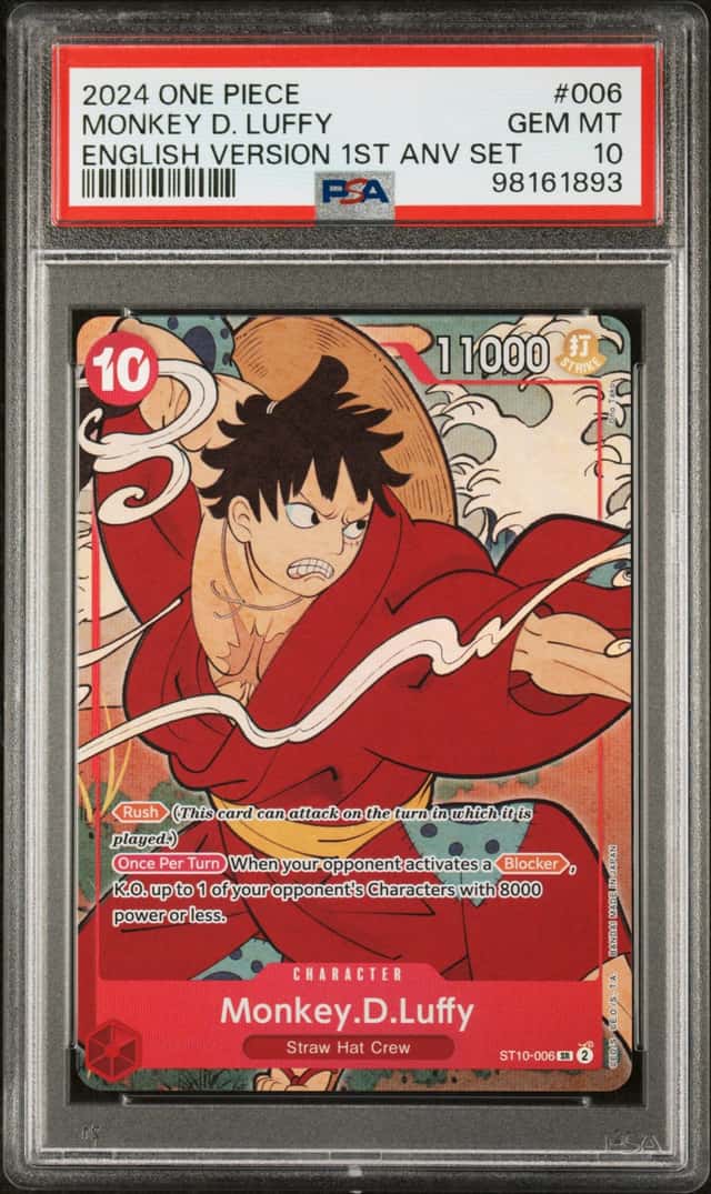  ONE PIECE MONKEY D. LUFFY 2024 1ST ANNIVERSARY SET #006 PSA 10