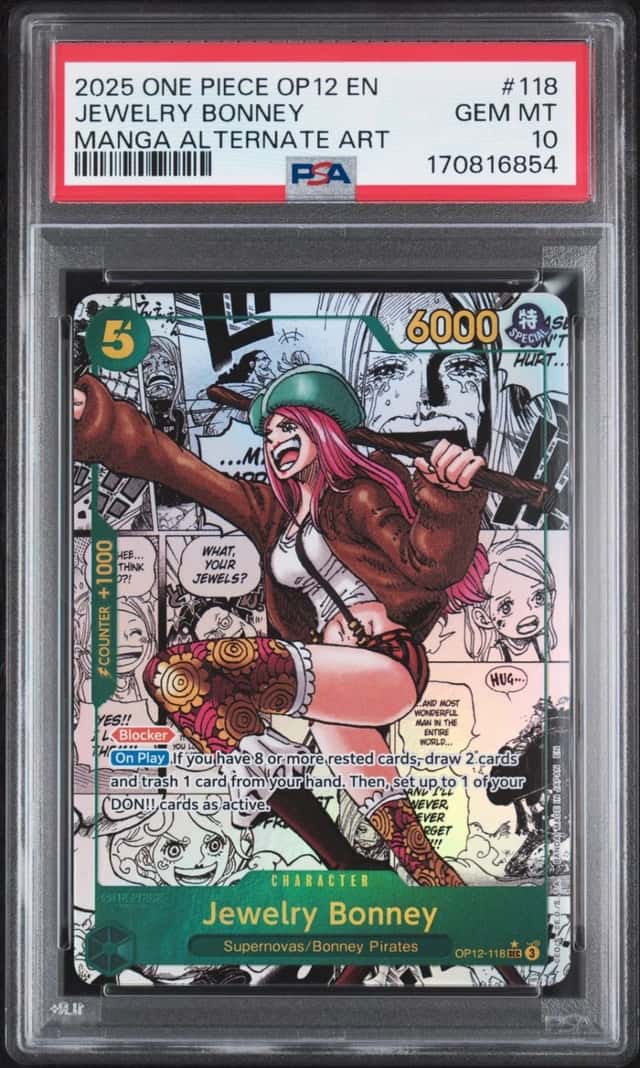 2025 ONE PIECE OP12-LEGACY OF THE MASTER #118 JEWELRY BONNEY PSA 10