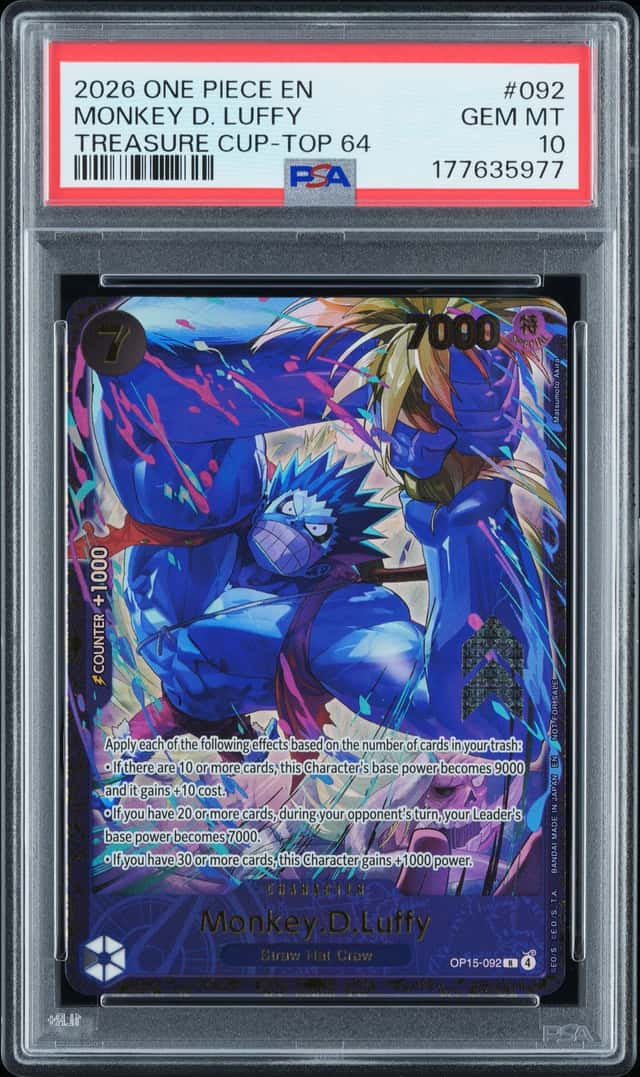 2026 ONE PIECE PROMOS #092 MONKEY D. LUFFY TREASURE CUP-TOP 64 PSA 10 GEM MINT