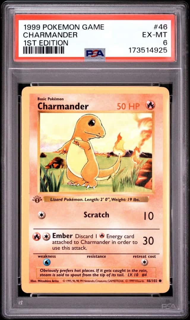 1999 POKEMON BASE SET 1ST EDITION #46 CHARMANDER PSA 6