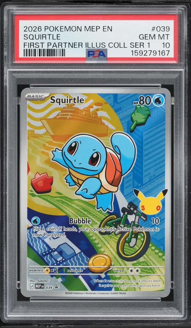 2026 Pokemon Mega Promo First Partner Illustration S1 Full Art Squirtle #39 PSA 10 GEM MINT