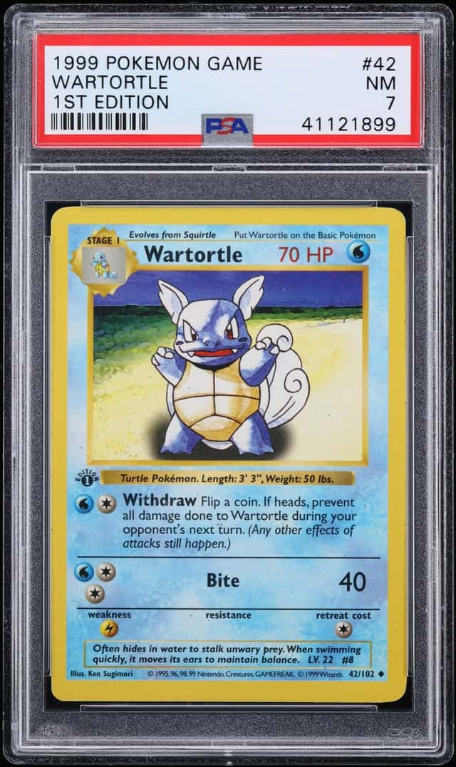1999 Pokemon Base Set Shadowless 1st Edition Wartortle #42 PSA 7 NRMT