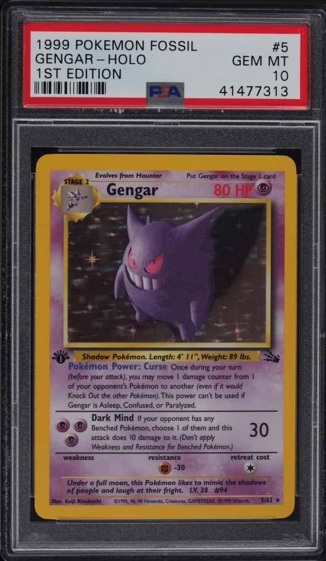 1999 Pokemon Fossil 1st Edition Holo Gengar #5 PSA 10 GEM MINT