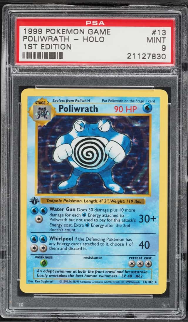 1999 Pokemon Base Set Shadowless 1st Edition Holo Poliwrath #13 PSA 9 MINT