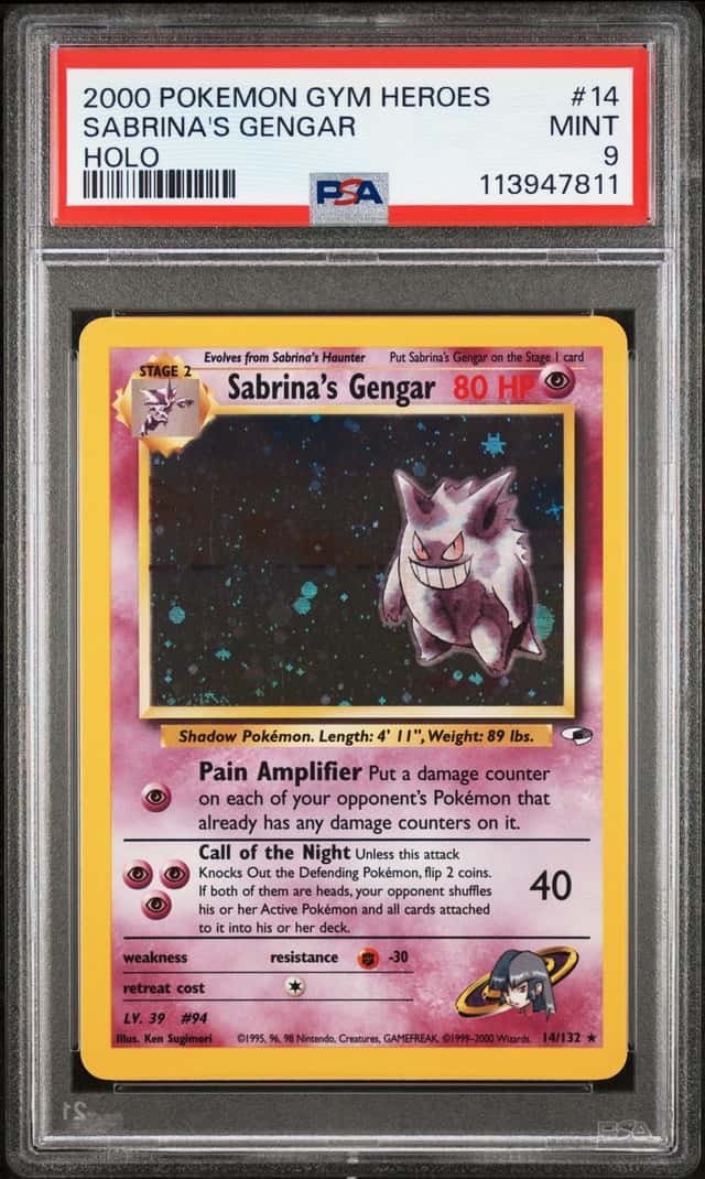 2000 Pokemon Gym Heroes Holo Sabrina's Gengar #14 PSA 9 MINT