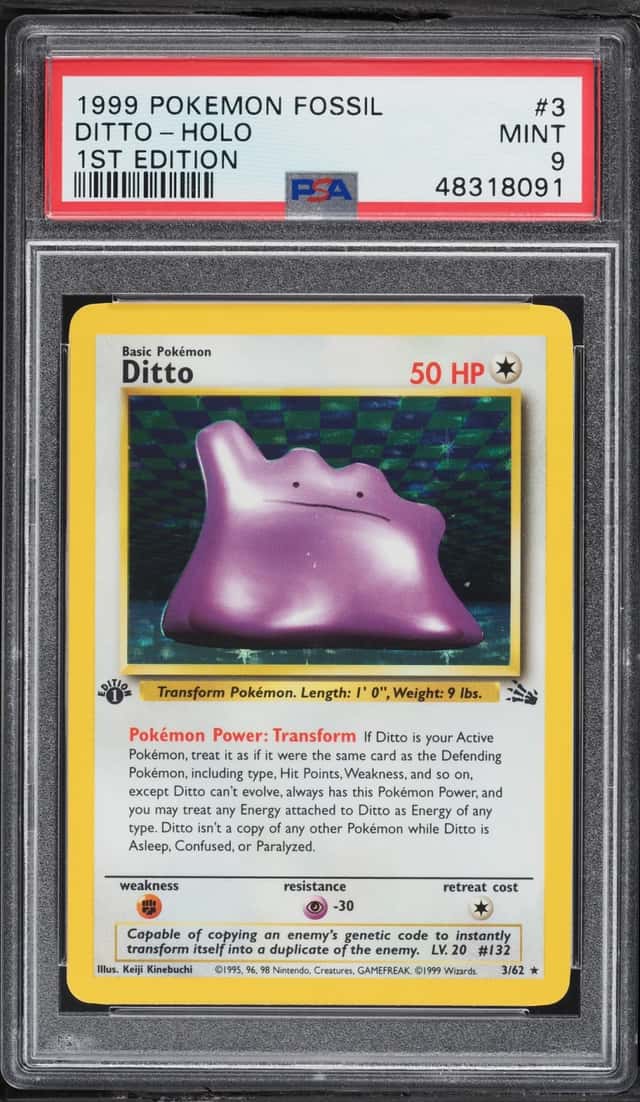 1999 Pokemon Fossil 1st Edition Holo Ditto #3 PSA 9 MINT