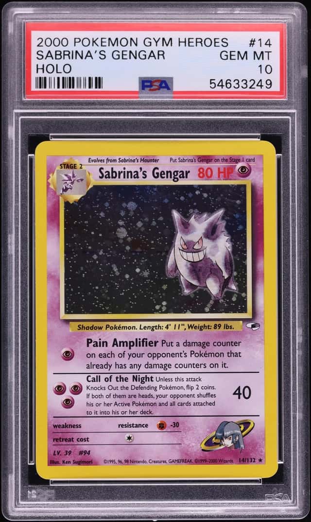 2000 Pokemon Gym Heroes Holo Sabrina's Gengar #14 PSA 10 GEM MINT