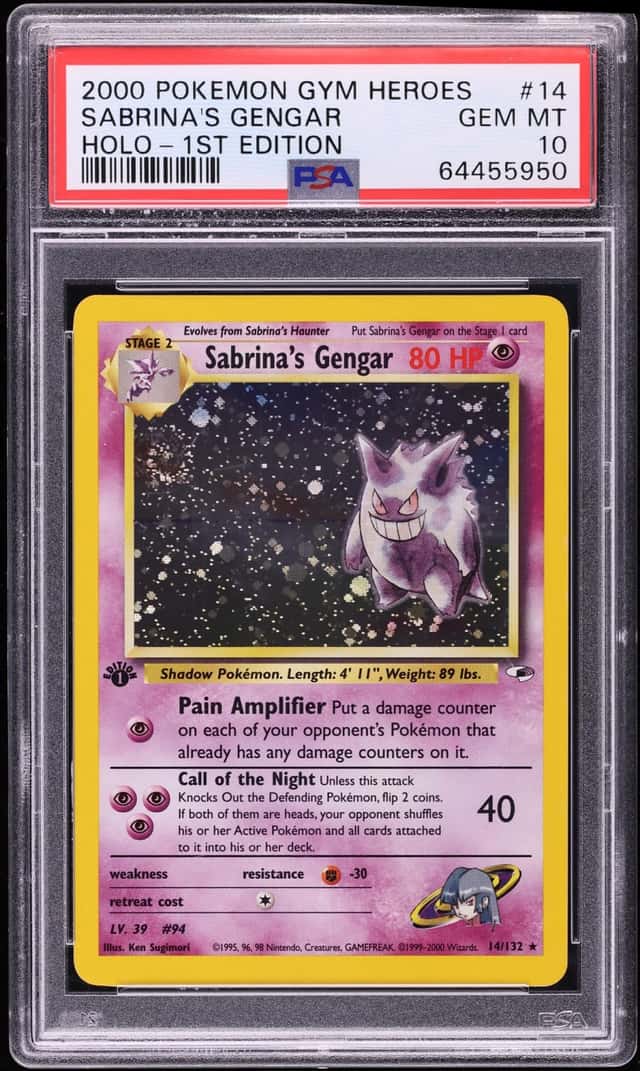 2000 Pokemon Gym Heroes 1st Edition Holo Sabrina's Gengar #14 PSA 10 GEM MINT